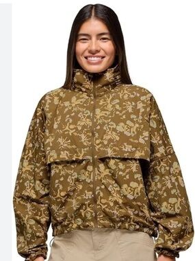 Prana Olive Floral Utility Anorak Jacket